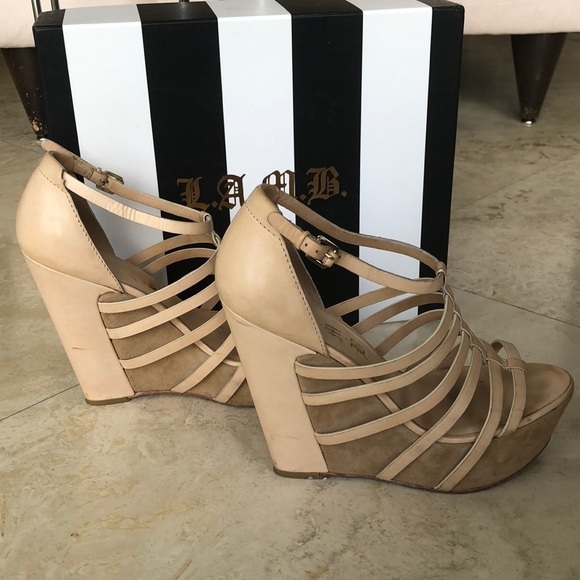 LAMB Vogul Platform Cage Wedges - Natural Heels -8 - Picture 3 of 8